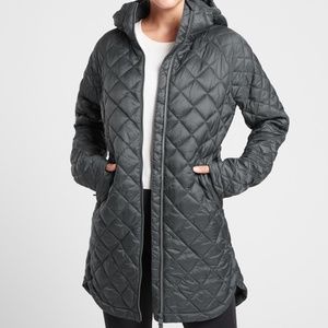 Athleta Gray Whisper Featherless Quilted Hooded Parka S